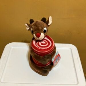Rudolf the red nosed reindeer plush doll with throw blanket